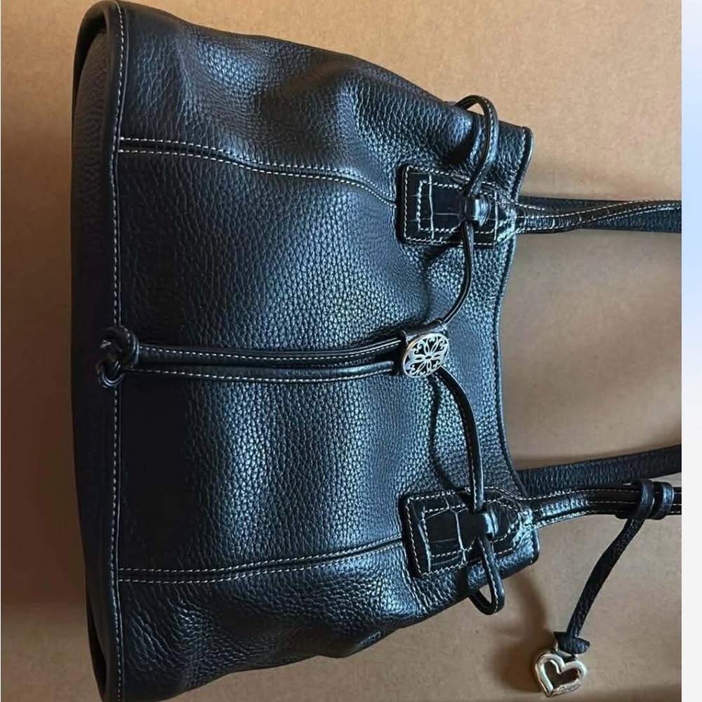 Brighton Black Leather Shoulder Bag with Silver Accents - Picture 5 of 5
